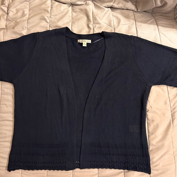 Robbie Bee cardigan short sleeve sweater Navy Blue - Picture 1 of 5
